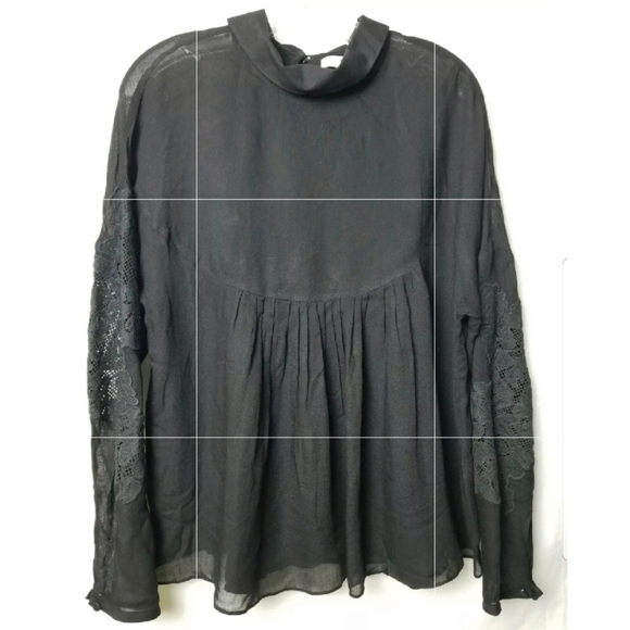 Tibi Embroidered Black High Neck Bow Tie Blouse Swing Loose Fit Size Small - Picture 1 of 14